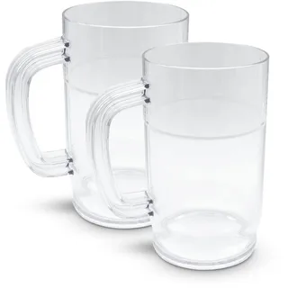 DOJA Barcelona | Bierkrug aus Kunststoff | 1 L | 2er Pack | Bierkrüge Polycarbonat | Wiederverwendbare Hartplastik-Biergläser | Kunststoff-Bierglas, Maßkrug für Bier, Bierbecher, Plastikbecher