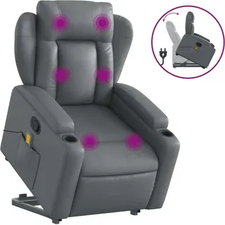 vidaXL Massagesessel mit Aufstehhilfe Grau Kunstleder - Grau