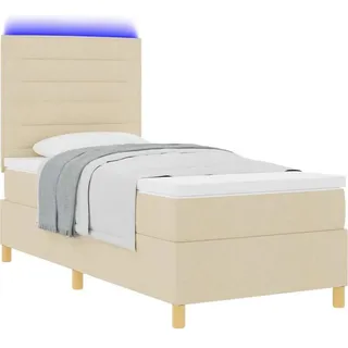 LED Boxspringbett mit Matratze Creme 100 x 200 cm Stoff - Creme