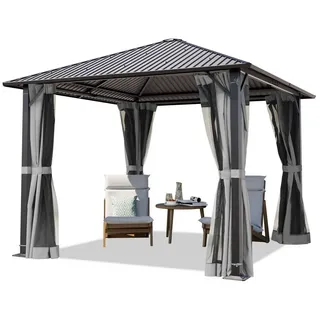 TOOLPORT Gartenpavillon 3 x 3 m inkl. 4 Seitenteile Grau