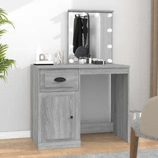 vidaXL Schminktisch mit LEDs Grau Sonoma 90x50x132,5 cm Holzwerkstoff - Schwarz