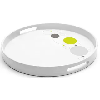 Brunner 0830080N.C7B Rundes Tablett aus bruchsicherem Melamin, Kollektion Space, Durchmesser 30 cm, rutschfest, BPA-frei, Farbe Weiß/Grau/Grün