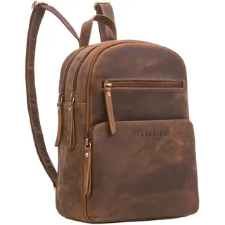 STILORD 'Fabienne' Kleiner Vintage Damen Rucksack Echtleder Hell-Braun mit vielen Fächern und Diebstahlsicher - ideal als Tagesrucksack Daypack Freizeitrucksack und Cityrucksack