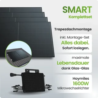 Tepto 1820Wp Balkonkraftwerk Smart mit Hoymiles Mikrowechselrichter Trapezdachmo...