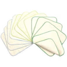 avo+cado Zweilagige Flanellwaschlappen mit Frottee - 12 Stück - Mehrweg Baby Waschlappen als Ersatz für Feuchttücher - Kleine waschbare mini Baumwolltücher (Farbe: Grün)