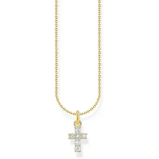 Thomas Sabo Kette mit weißem Kreuz-Anhänger Gold/Silber