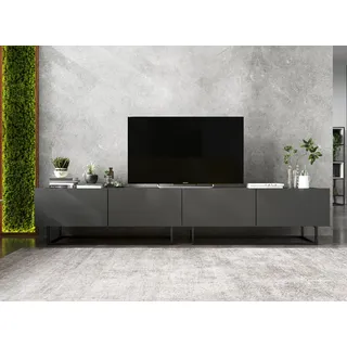 2 Stk TV-Schrank 2 x Enjoy TV Schwarze Metall Fußgestell Modern Lindner Möbel 240cm x 46cm x 35cm Farbe: Graphit matt - Graphit matt - Grau