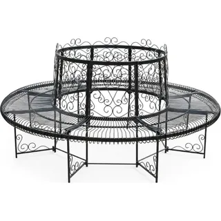 Rundbank XXL D-200 cm aus Metall Bank Baumbank Sitzbank Gartenbank Schmiedeeisen - Schwarz