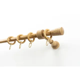 GARESA Gardinenstange »Sandri Vollrund, Endknopf Verus« 1 läufig-läufig Wunschmaßlänge Vorhanggarnitur aus Holz, verlängerbar, mit Ringe, braun