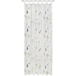 Esposa Schlaufenvorhang , Weiß , Textil , Blume , 140x255 cm , Oeko-Tex® Standard 100 , für Stange und Schiene geeignet , Heimtextilien, Vorhänge, Fertigvorhänge, Sonstige Fertigvorhänge