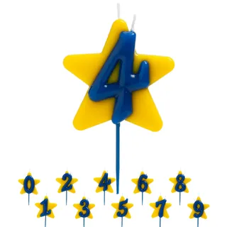 dekora - Solidarität Geburtstagskerze | Spezielle Sternkerzen - Doppelte Wunschkerzen für kranke Kinder - Nummer 4, Blau