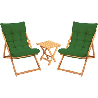 Dmora Tisch- und Stuhlset Leni Grün, 2 Sitzplätze Tischgröße 40x40x40 cm - Grün