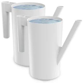 PECZEKO Gießkanne 2,0 Liter für Haus & Garten - aus robustem Kunststoff - giesskanne zur einfachen Bewässerung von Blumen, Pflanzen und zimmerpflanzen 2er-Set (2 Pack) Weiß