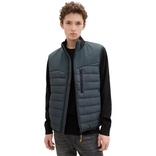 TOM TAILOR Denim Herren 1041343 Hybrid Steppweste mit Stehkragen, 10362-Dark Gable Green, M