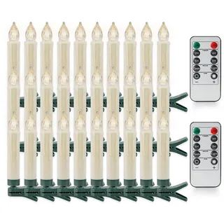 Rhytsing 30er Christbaumkerzen Led Kabellos mit 2 Fernbedienungen, Lichterkette für Weihnachtsbaum mit Timer Dimmbar in Warmweiß, IP44 Spritzwassergeschützt