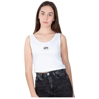 Alpha Industries Damen Basic Crop SL Wmn Tank Top T-Shirt, White, S