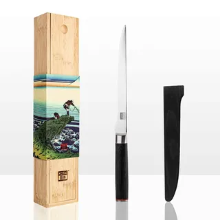 Kotai Fischmesser| Seezungenfilet| Flexible 20-cm-Klinge| Ideal zum Filetieren von Fischen| Von Hand geschärft| Ultrascharfer 440C-Edelstahl| Pakkaholzgriff