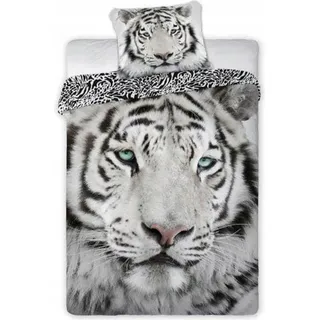 Baumwollbettwäsche 140x200+1p70x90 Tiere Tiger - Grau