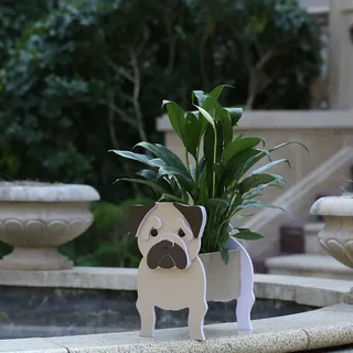 Gochoi Kleiner Artikel Mops Geschenke Töpfe für Pflanzen Zeug Dekor Mops-Liebhaber Blumentopf Pflanzkübel Pflanzer für Outdoor Garten Dekoration Weihnachten oder Geburtstagsgeschenke,S Pug