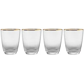 Butlers Trinkgläser (4er Set) Golden Twenties 300 ml , Transparent , Glas , Gläser, Trinkgläser