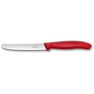 Victorinox Swiss Classic Gemüsemesser-Set, 2-teilig, Inkl. Tomatenmesser Wellenschliff und Sparschäler, Scharfe Klinge, Spülmaschinengeeignet, rot
