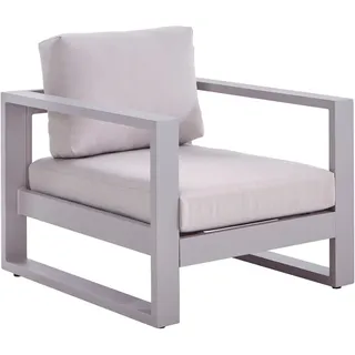 AMATIO Loungesessel, Hellgrau, Metall, Textil, Kufe, 76x60x90 cm, Loungemöbel, Lounge-Sessel