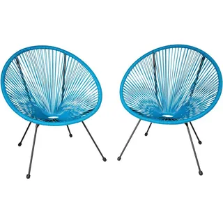 tectake Gartenstuhl 2er Set Santana, Belastbarkeit 120 kg, 70,5 x 69 x 78 cm, blau , Blau , Metall , 70.5x78x69 cm , Gartenmöbel, Gartensessel, Gartenstühle