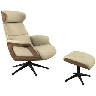 FLEXLUX Relaxsessel »Rücken u. Kopfverstellung, ergonomisch, Airchannels, klasse Komfort« Rücken- & Kopfteilverstellung, Drehbar, Armlehne Walnuss, Fuß Schwarz, beige