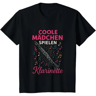 Coole Mädchen Spielen Klarinette - Klarinette T-Shirt, Kinder, Schwarz, 140