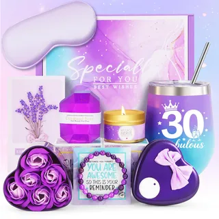 MUJUZE Geschenk zum 30 Geburtstag Frau,Geburtstagsgeschenk für Frauen 30,Wellness Weinbecher Geschenkset,Geschenk für Beste Freundin,Freundinnen,Schwester,Kollegin