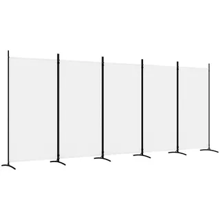 vidaXL Paravent 5-Tlg. Raumtrenner Raumteiler, Trennwand Umkleide Sichtschutz Spanische Wand Wohnzimmer, Schlafzimmer Weiß 433x180cm Stoff