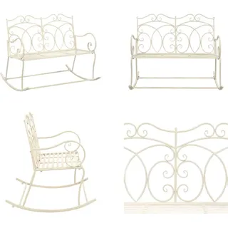 vidaXL Gartenbank 104 cm Eisen Antik Weiß - Gartenbank - Gartenbänke - Außenbank - Außenbänke - Weiß