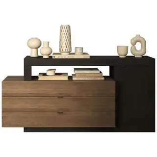 Carryhome SIDEBOARD Anthrazit, Dunkelbraun - 159x82x42 cm