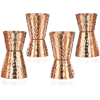 NKlaus 4x Jigger 4 cl 6cl Barmaß Doppelmessbecher aus 100% reinem Kupfer - Perfekt für Cocktails wie den Moscow Mule mit 40 ml und 60 ml Fassungsvermögen 14243