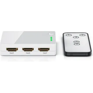CSL HDMI Switch Verteiler 3 in 1 Out, Automatische Umschaltung 3 Port TrueHD, DTS-HD, LPCM 7.1, 5.1, DSD, Dolby-AC3 - mit Verstärker