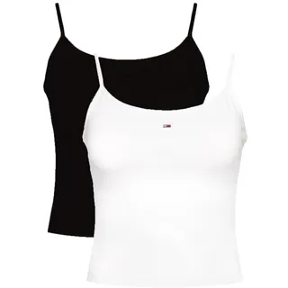 Tommy Jeans Damen 2er Pack Tops Essential Strap Top Stretch, Mehrfarbig (Ecru/Black), S