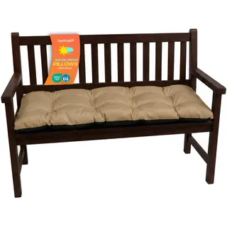 Bankkissen für Gartenbank & Hollywoodschaukel - Made in EU, Wasserdichtes & UV-beständig Gartenkissen - Bankauflage 2-Sitzer - Sitzkissen für Outdoor & Innenbereich - 100x50 cm - Beige