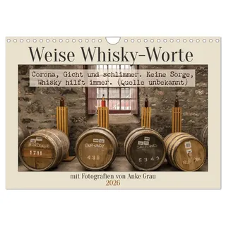 Calvendo Weise Whisky-Worte (Wandkalender 2026 DIN A4 quer), CALVENDO Monatskalender: