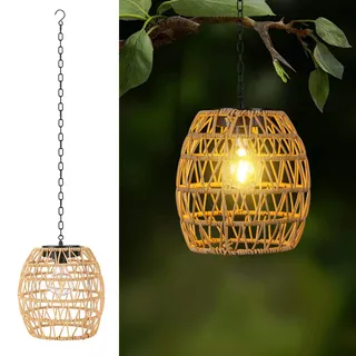 pearlstar Solarlampen für Außen hängend, Rattan-Solar-Lampions Außen wetterfest, Solarleuchten Garten im böhmischen Stil für Balkon, Terrasse, Patio, Hof-Deko