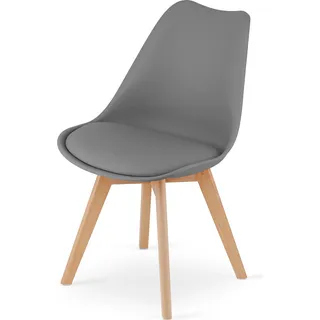 1x Esszimmerstühl, Wohnzimmerstühl, 1x transparent mit Massivholzbeinen in schwarzer Ausführung, bequeme und robuste Schalenstühl - Weiß