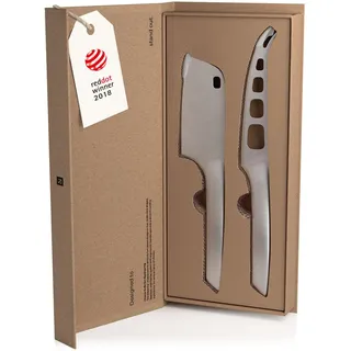 LARS NYSØM Käsemesser Set 2-Teilig I Messerset Edelstahl I Hochwertiges Käseschneider-Set aus Edelstahl bestehend aus Käsemesser für Weichkäse und Käsebeil für Hartkäse (Stainless Steel)