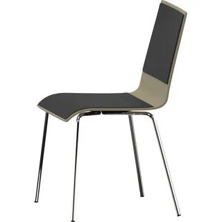 NowyStyl Besucherstuhl Cafe VII gepolstert, 4 Beine silber/schwarz - Schwarz