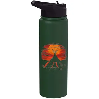 Indianer Tipi Zelt Indianerstamm Landschaft Sonnenuntergang Stainless Steel Insulated Water Bottle