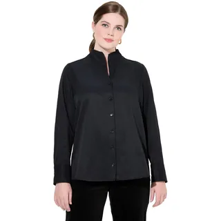 Ulla Popken Damen große Größen Übergrößen Plus Size Bluse, Oxford-Gewebe, Kelchkragen, Langarm
