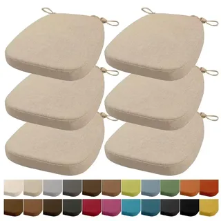 Orumrud 40x38x33CM(3CM Dicke) Stuhlkissen, Gartenstuhl Sitzkissen, Esszimmerstuhl Sitzkissen, waschbar, mit Reißverschluss, Riemen, rutschfestes Sitzkissen für Gartenstuhl (Beige 6 Stück)