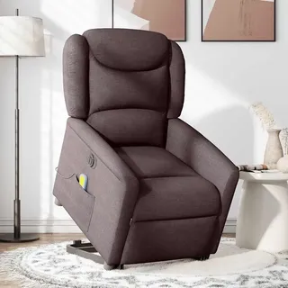 vidaXL Elektrischer Massagesessel mit Aufstehhilfe Dunkelbraun Stoff - Braun