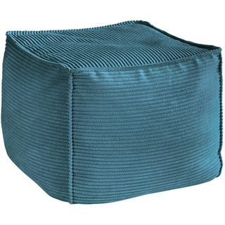 Hom`in Pouf , Petrol , Textil , Füllung: Styroporkugeln , 66x40x66 cm , Blauer Engel, Goldenes M, Oeko-Tex® Standard 100, DGM-Klimapakt , Indoor , Wohnzimmer, Sessel, Hocker, Poufs