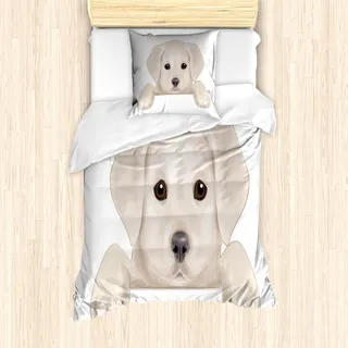 ABAKUHAUS Baby Mantele, Welpen Verstecken Paws, Milbensicher Allergiker geeignet mit Kissenbezügen, 135 cm x 200 cm - 80 x 80 cm, Tan Braun Dunkel Taupe - Braun