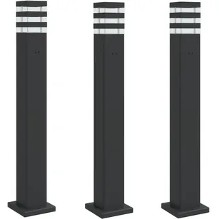 vidaXL Wegeleuchten mit Steckdose 3 Stk. Schwarz 80 cm Aluminium - Schwarz