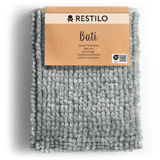 RESTILO Badematte 60 x 90 cm Badteppich Badvorleger rutschfest Bati Grau